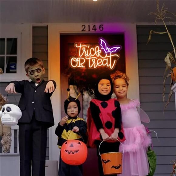 Halloween Neon Sign Trick Treat Neon Sign for Led Halloween Sign Bedroom Party - Picture 4 of 7